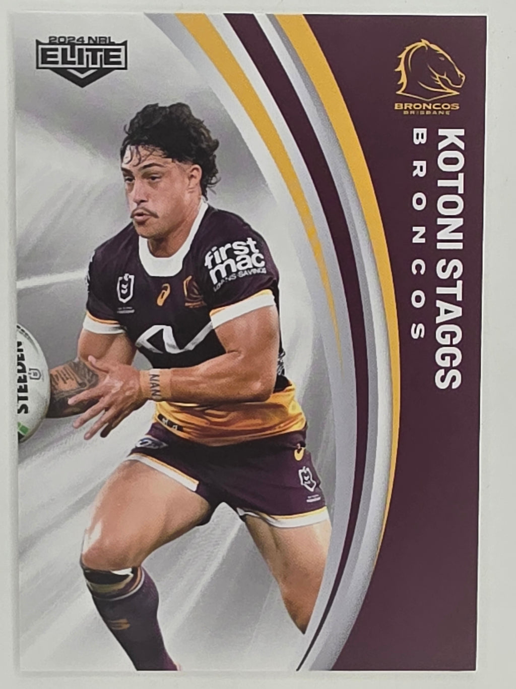 NRL 2024 Elite Base Card #007 Kotoni Staggs Brisbane Broncos