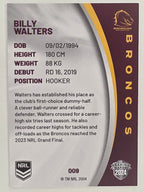 NRL 2024 Elite Base Card #009 Billy Walters Brisbane Broncos