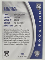 NRL 2024 Elite Base Card #022 Stephen Crichton Canterbury Bankstown Bulldogs