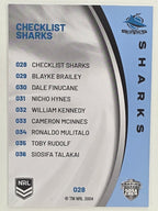 NRL 2024 Elite Base Card #028 Sharks Checklist Cronulla Sutherland Sharks