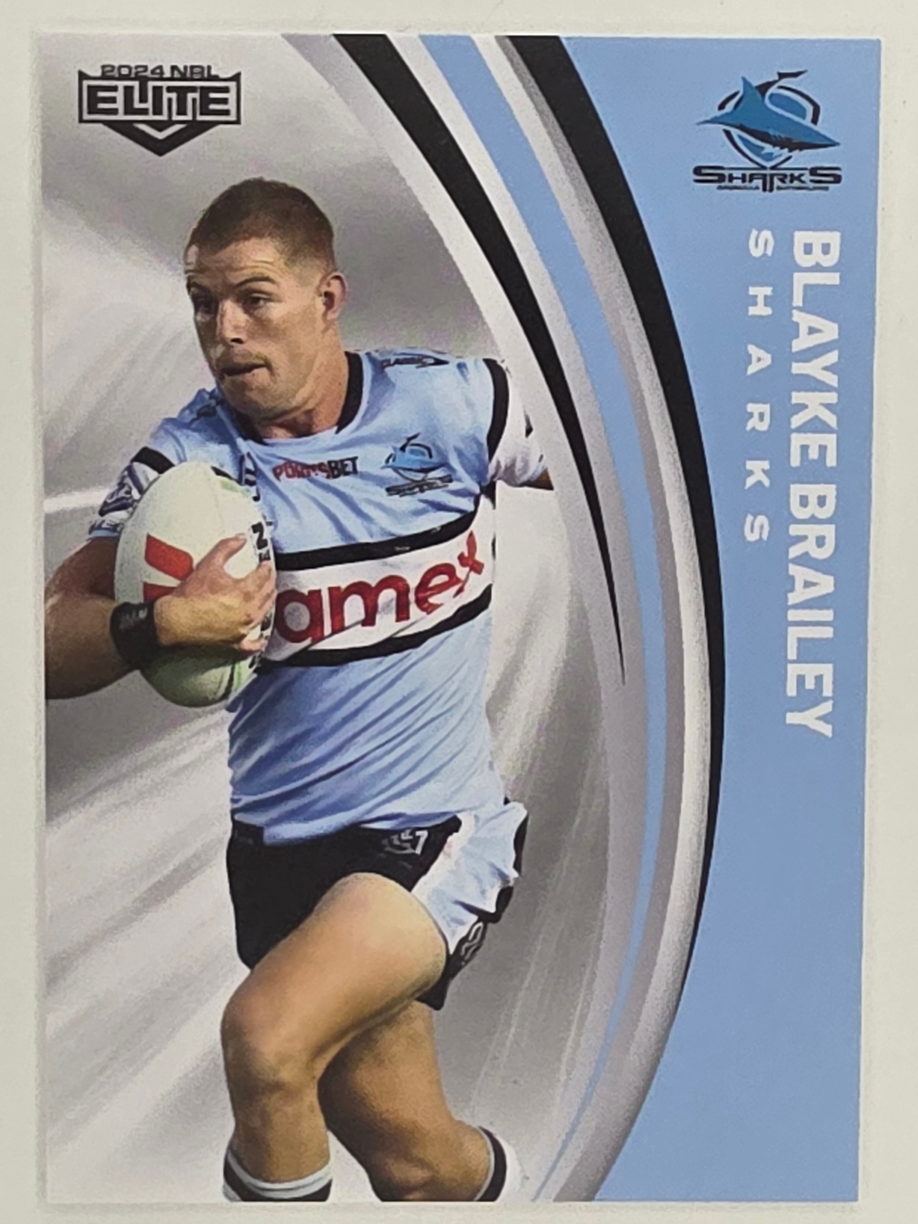 NRL 2024 Elite Base Card #029 Blayke Brailey Cronulla Sutherland Sharks