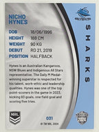 NRL 2024 Elite Base Card #031 Nicho Hynes Cronulla Sutherland Sharks
