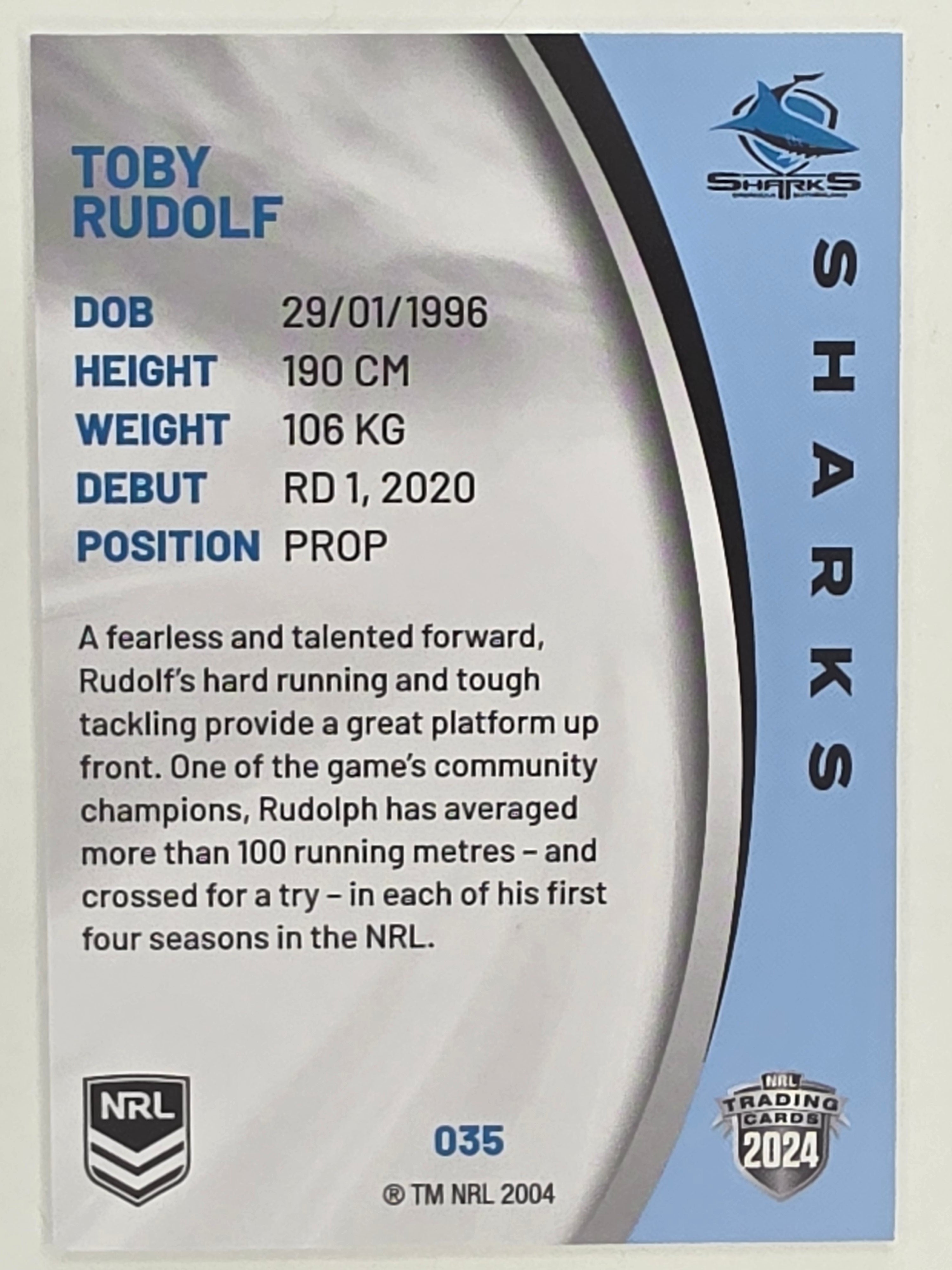 NRL 2024 Elite Base Card #035 Toby Rudolf Cronulla Sutherland Sharks