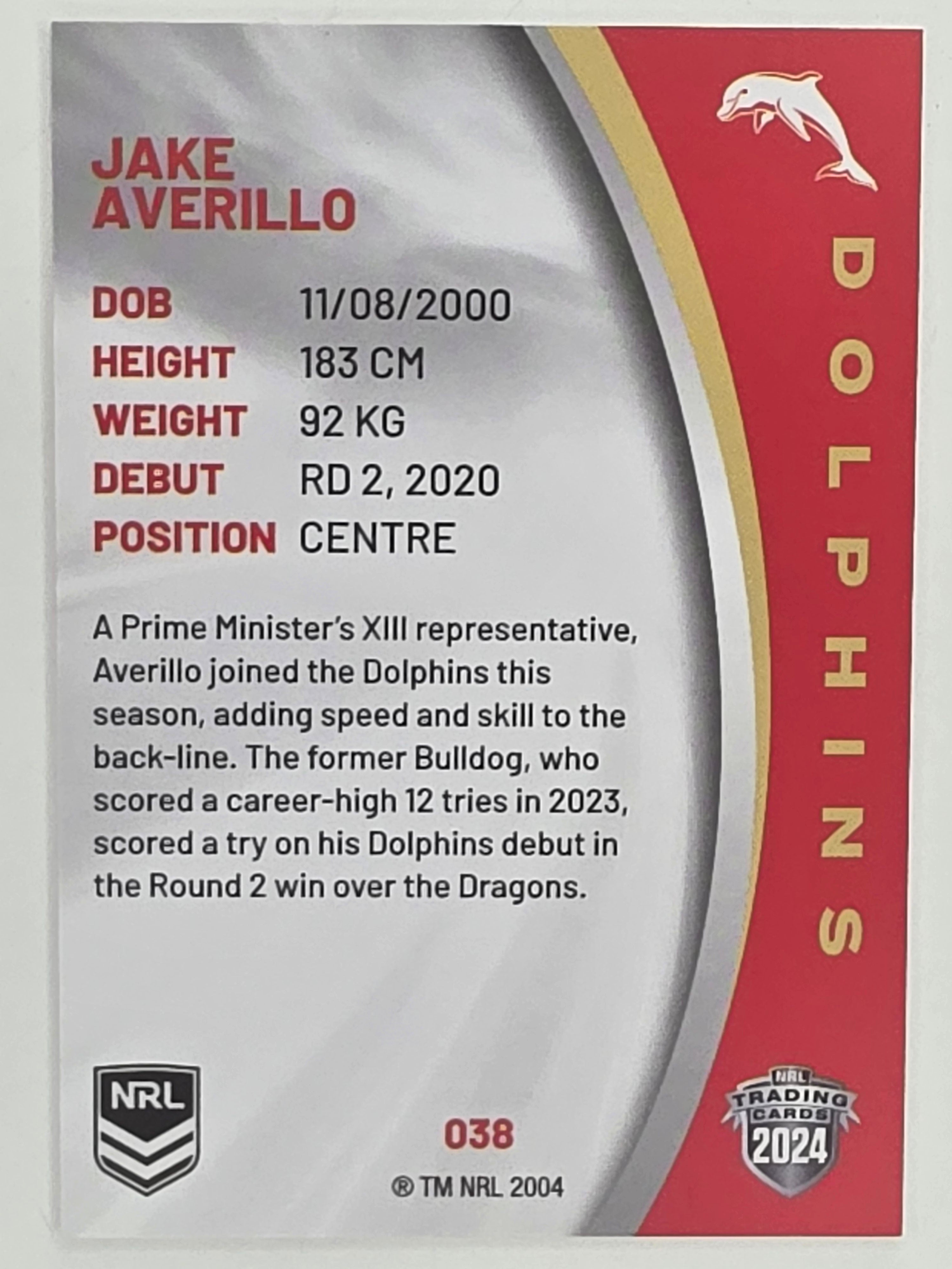 NRL 2024 Elite Base Card #038 Jake Averillo Redcliffe Dolphins