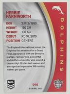NRL 2024 Elite Base Card #040 Herbie Farnworth Redcliffe Dolphins