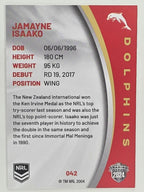 NRL 2024 Elite Base Card #042 Jamayne Isaako Redcliffe Dolphins