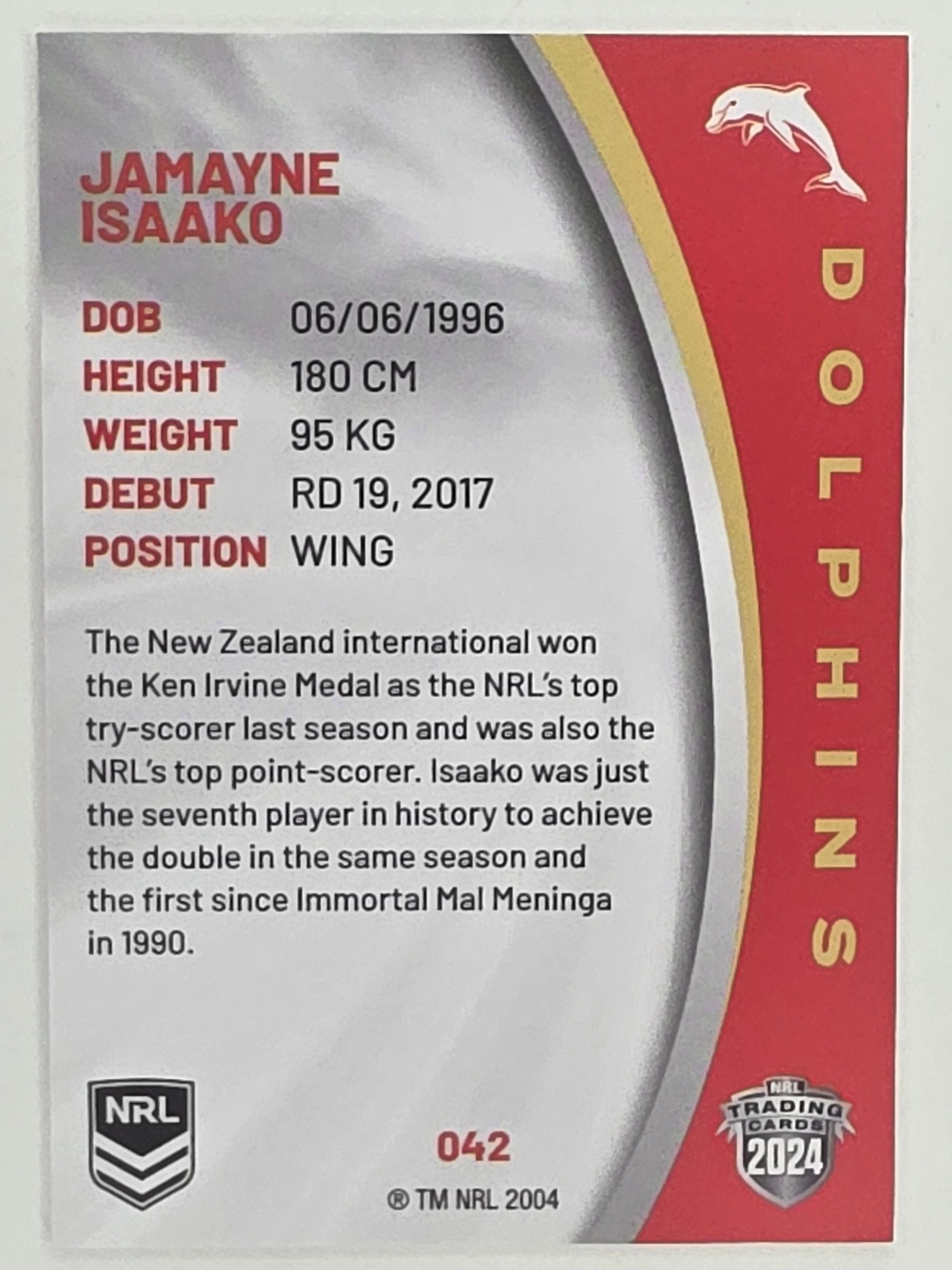 NRL 2024 Elite Base Card #042 Jamayne Isaako Redcliffe Dolphins