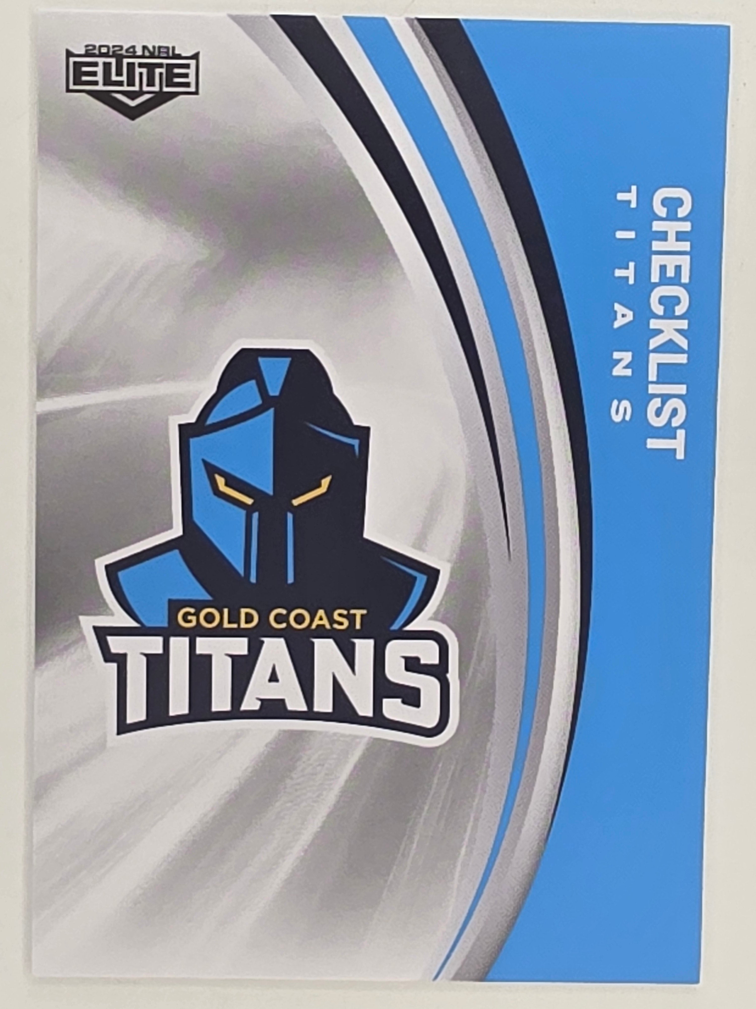 NRL 2024 Elite Base Card #046 Titans Checklist Gold Coast Titans