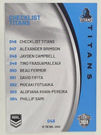 NRL 2024 Elite Base Card #046 Titans Checklist Gold Coast Titans
