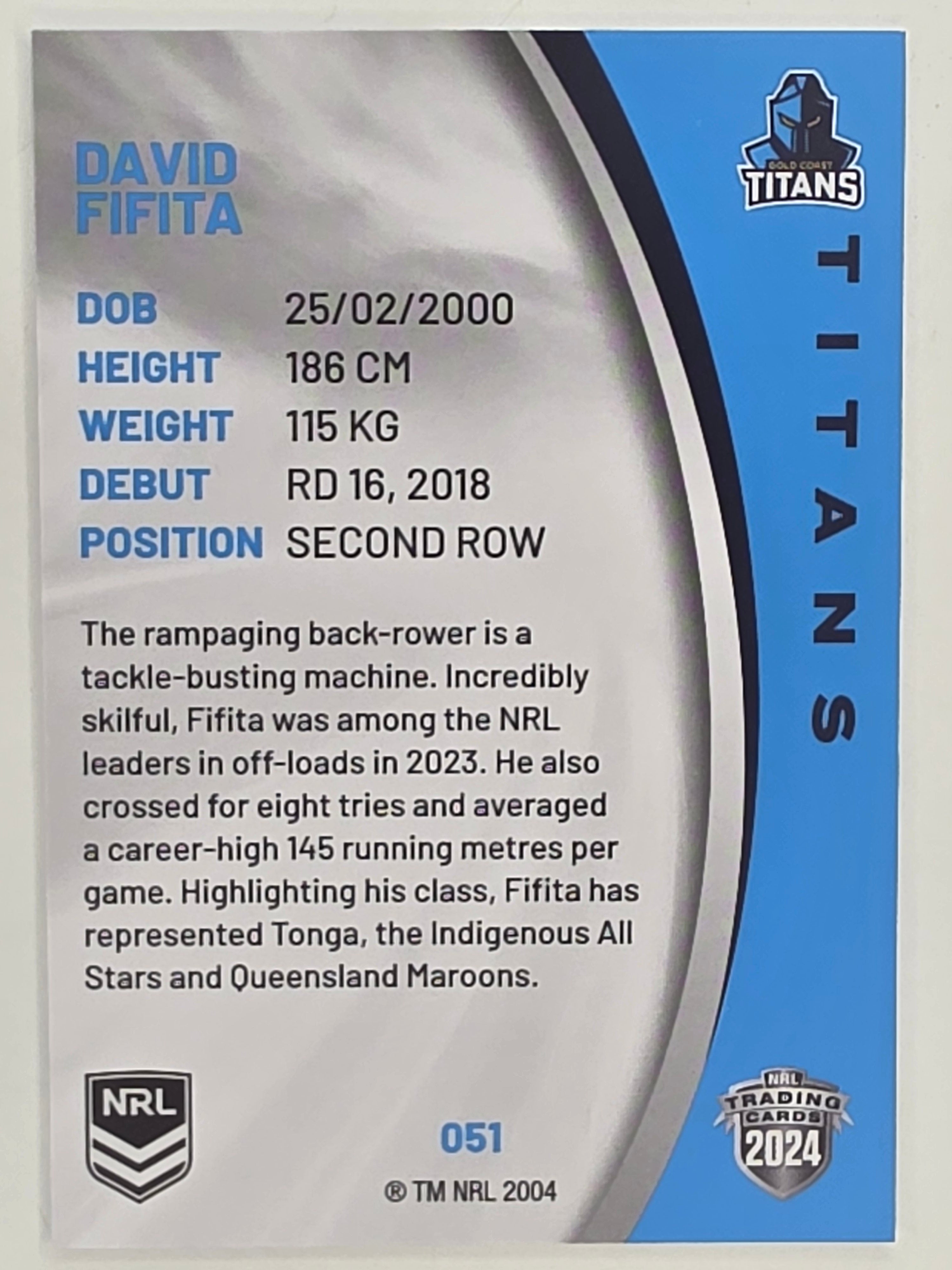 NRL 2024 Elite Base Card #051 David Fifita Gold Coast Titans