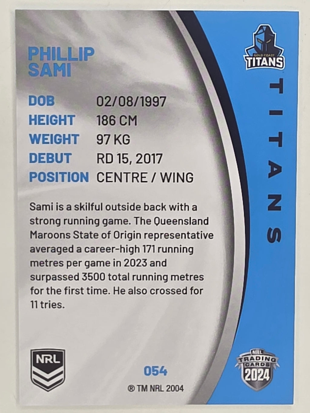 NRL 2024 Elite Base Card #054 Phillip Sami Gold Coast Titans