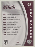 NRL 2024 Elite Base Card #055 Sea Eagles Checklist Manly Warringah Sea Eagles