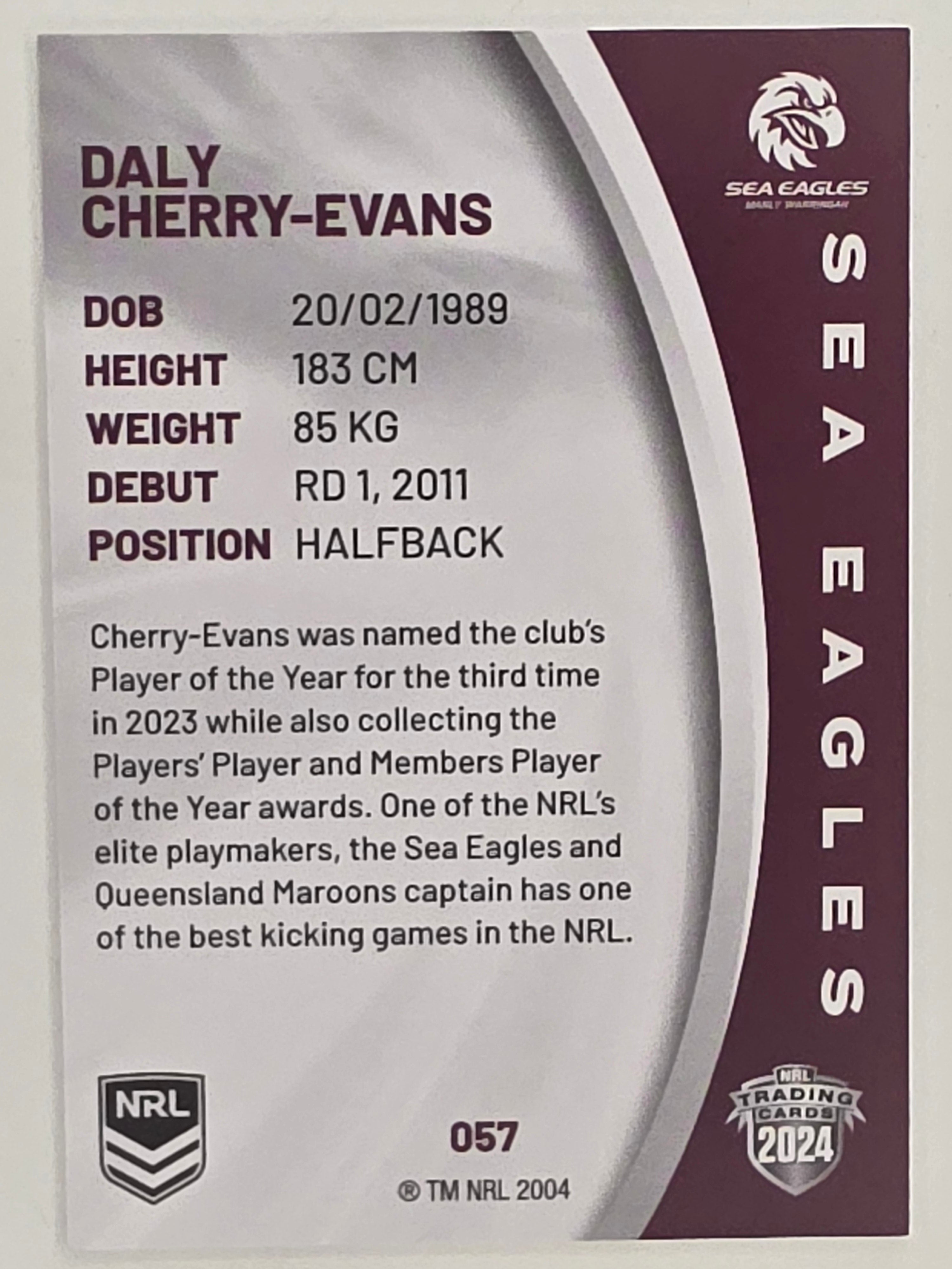 NRL 2024 Elite Base Card #057 Daly Cherry-Evans Manly Warringah Sea Eagles
