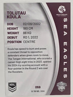 NRL 2024 Elite Base Card #059 Tolutau Koula Manly Warringah Sea Eagles