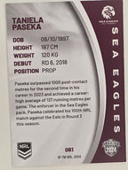 NRL 2024 Elite Base Card #061 Taniela Paseka Manly Warringah Sea Eagles