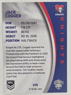 NRL 2024 Elite Base Card #075 Jack Cogger Newcastle Knights
