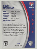 NRL 2024 Elite Base Card #078 Greg Marzhew Newcastle Knights