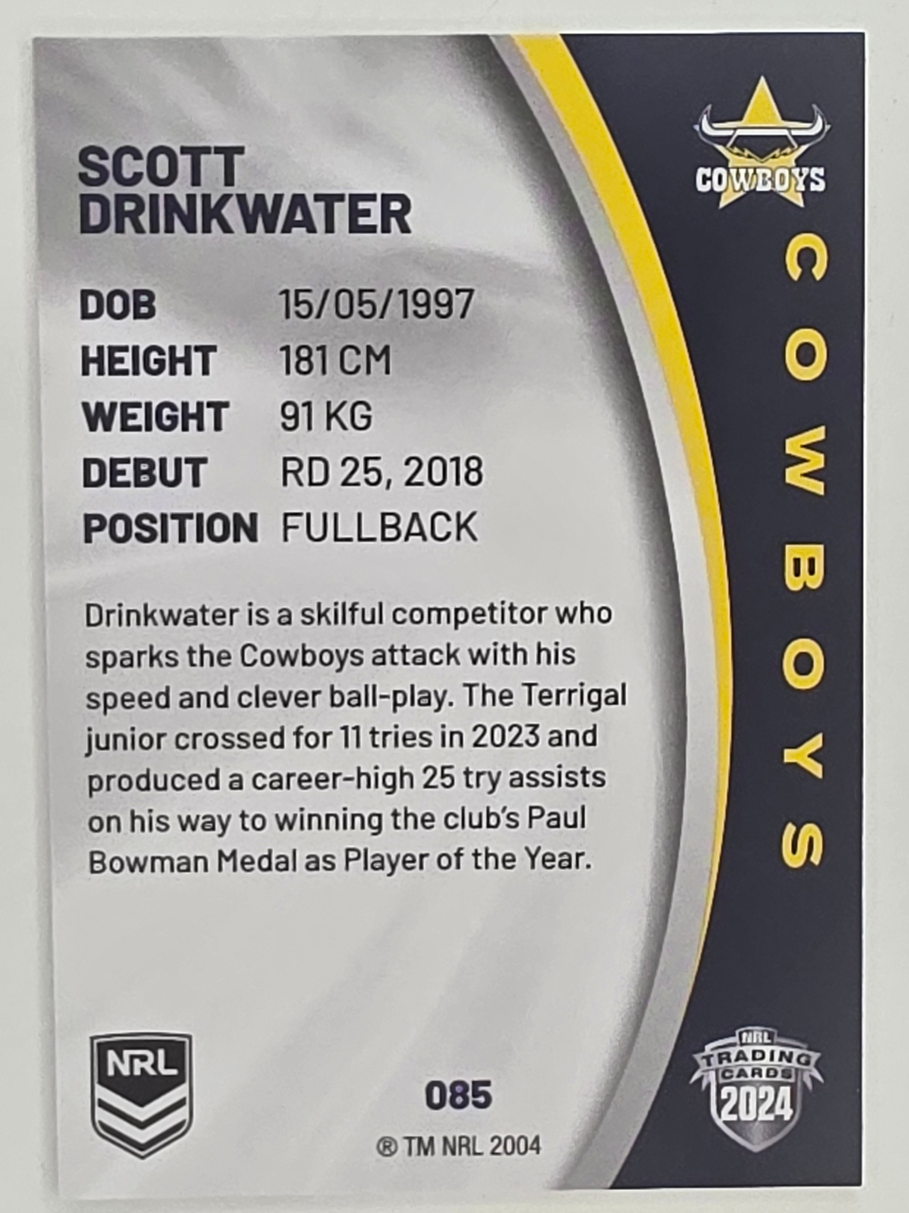 NRL 2024 Elite Base Card #085 Scott Drinkwater North Queensland Cowboys