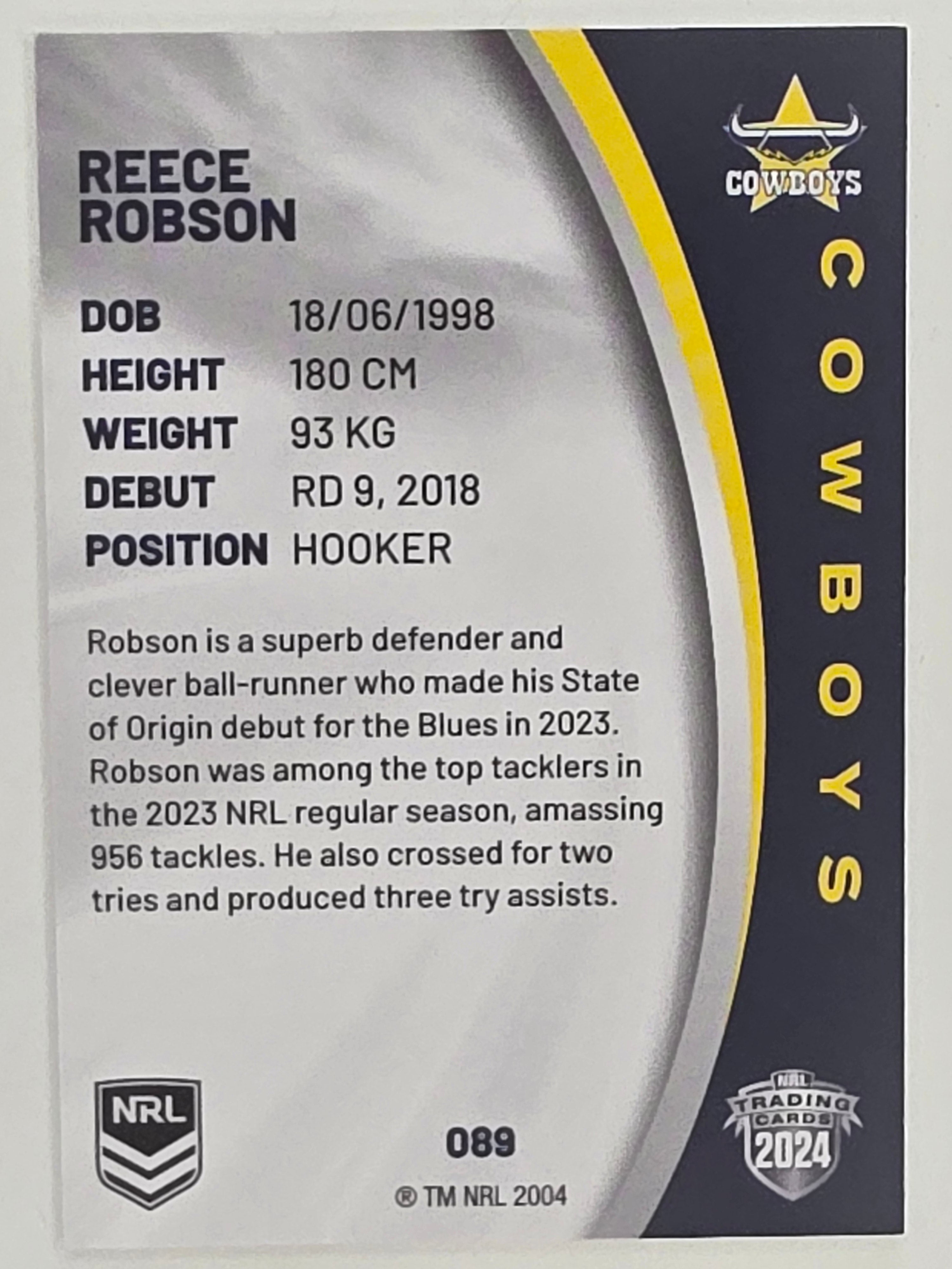 NRL 2024 Elite Base Card #089 Reece Robson North Queensland Cowboys