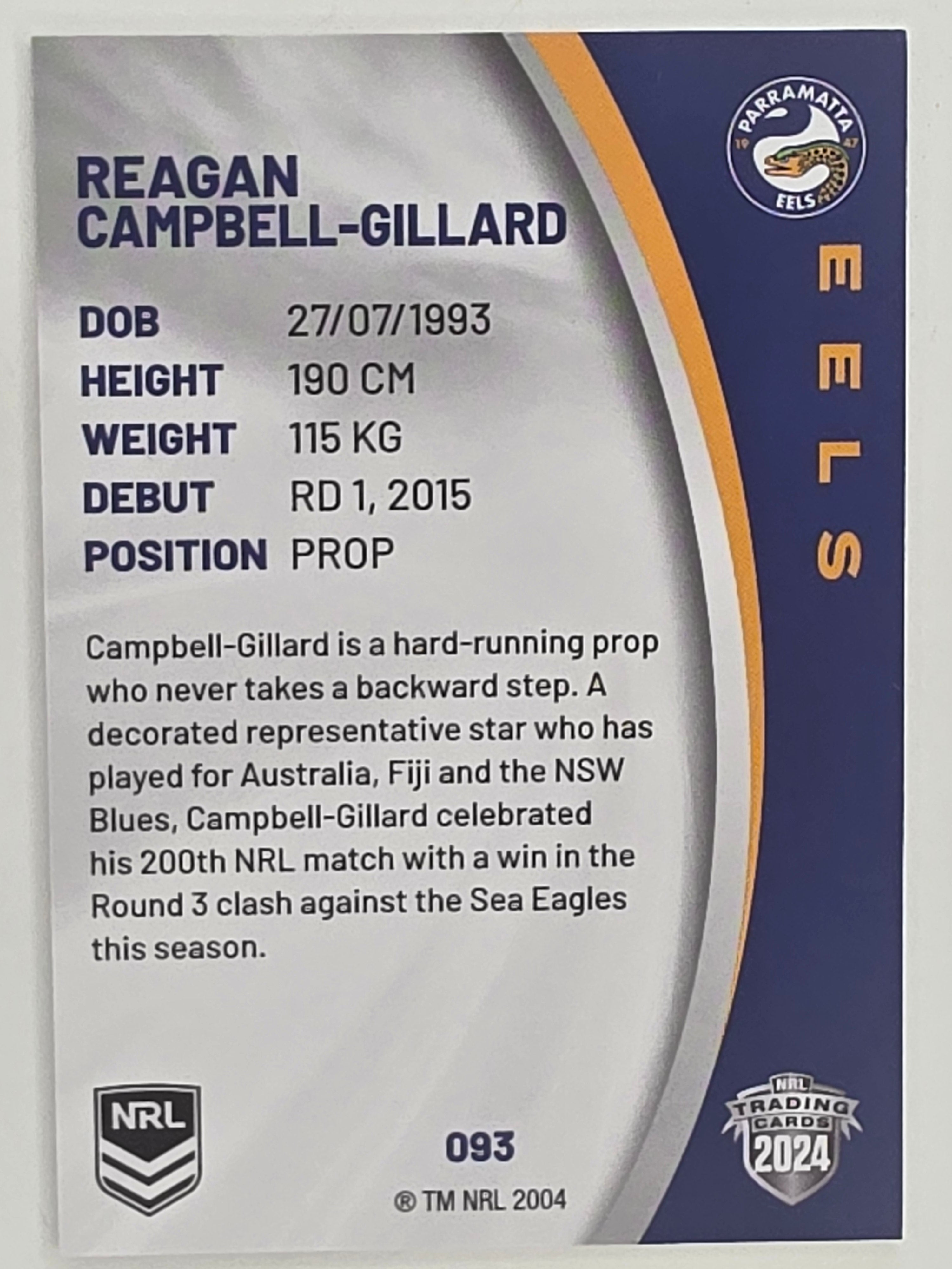NRL 2024 Elite Base Card #093 Reagan Campbell-Gillard Parramatta Eels