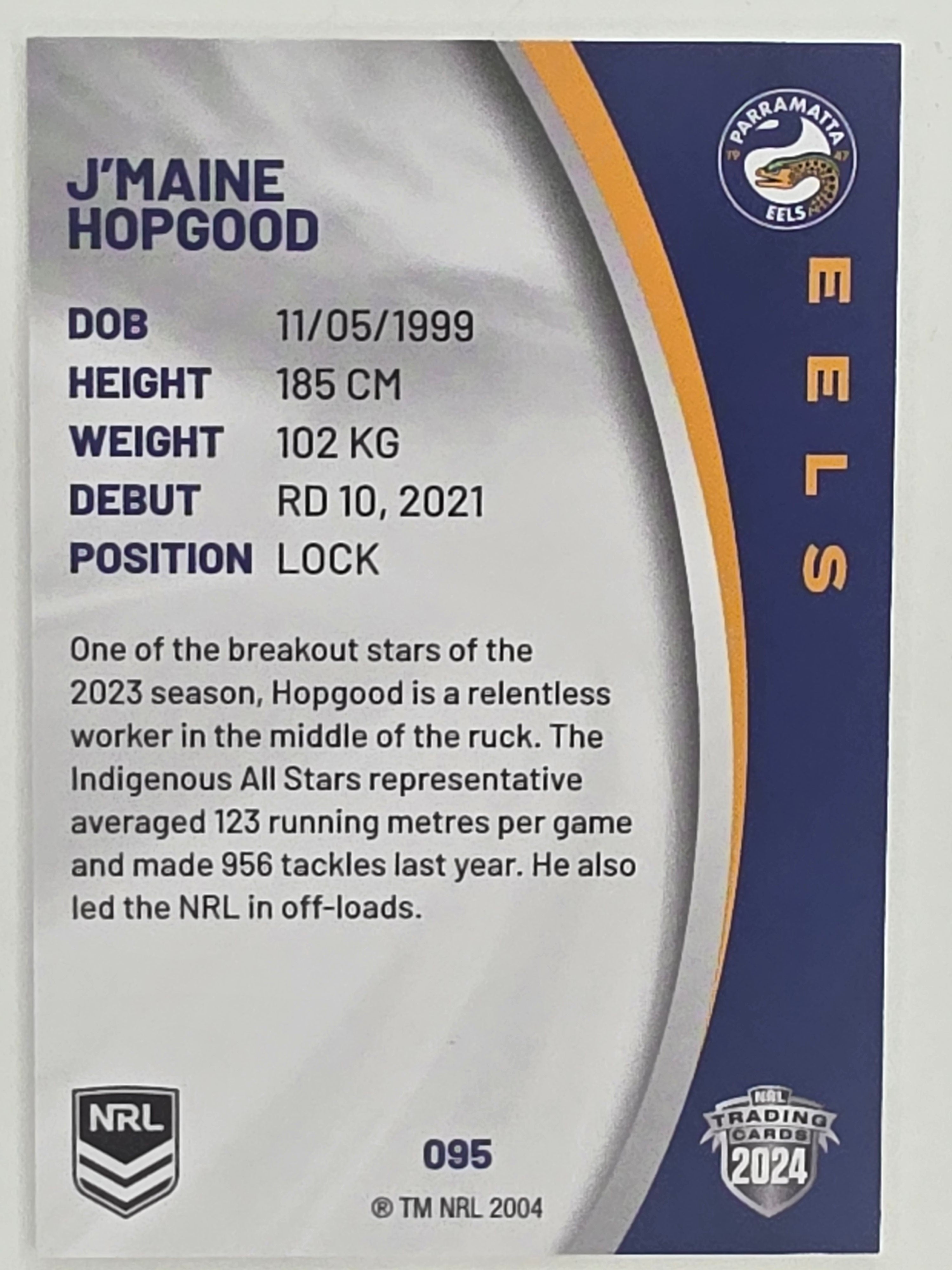 NRL 2024 Elite Base Card #095 J’maine Hopgood Parramatta Eels