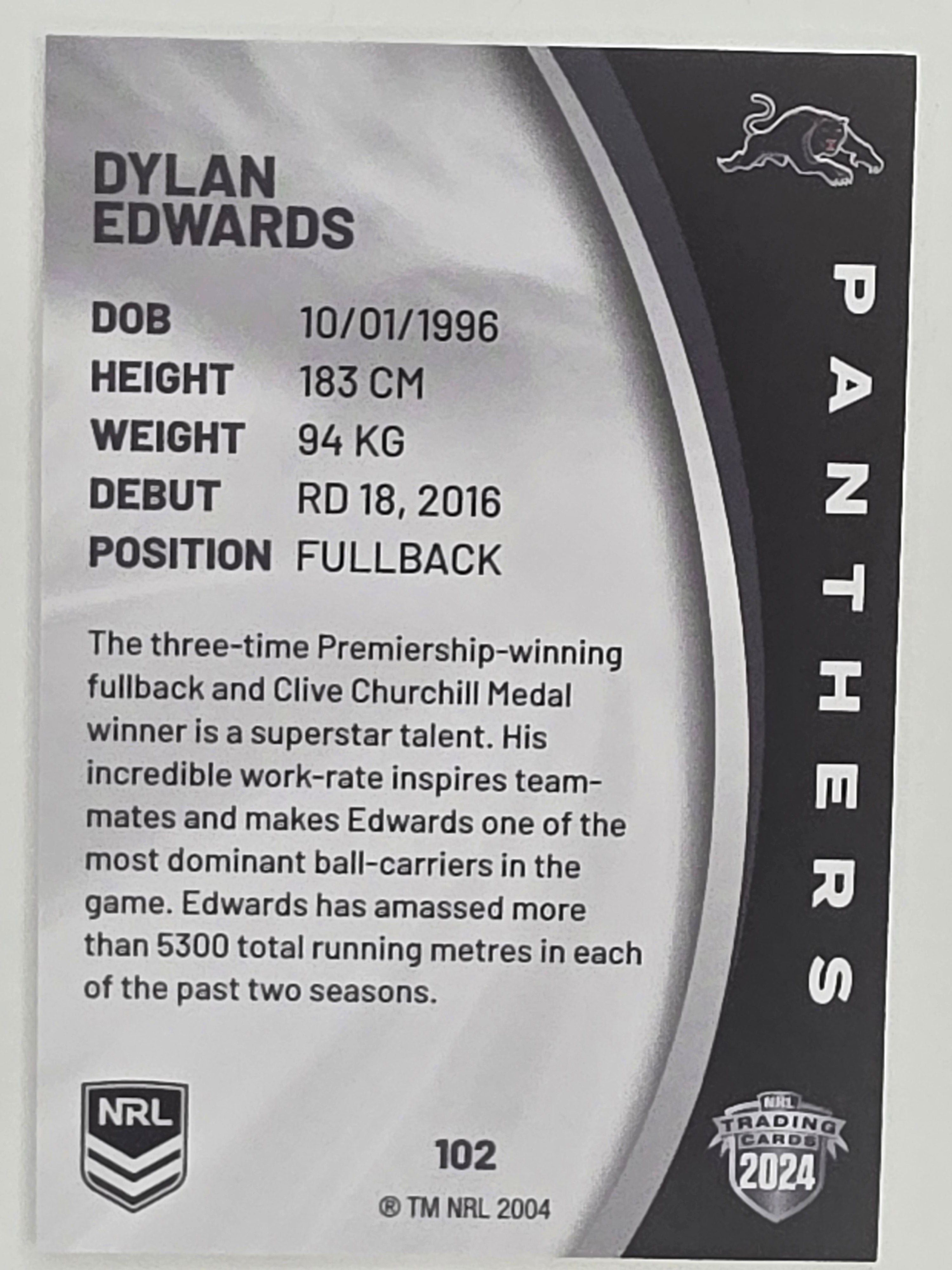 NRL 2024 Elite Base Card #102 Dylan Edwards Penrith Panthers