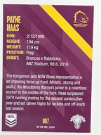 NRL 2021 Traders Base Card #007 Payne Haas Brisbane Broncos