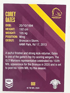 NRL 2021 Traders Base Card #008 Corey Oates Brisbane Broncos