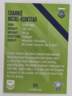 NRL 2021 Traders Base Card #015 Charnze Nicoll-Klokstad Canberra Raiders
