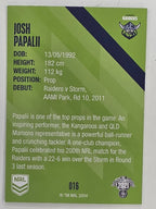 NRL 2021 Traders Base Card #016 Josh Papalii Canberra Raiders