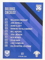 NRL 2021 Traders Base Card #021 Bulldogs Checklist Canterbury Bankstown Bulldogs
