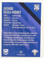 NRL 2021 Traders Base Card #024 Raymond Faitala-Mariner Canterbury Bankstown Bulldogs