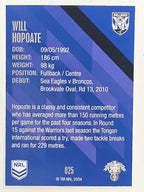 NRL 2021 Traders Base Card #025 Will Hopoate Canterbury Bankstown Bulldogs