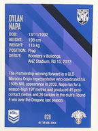 NRL 2021 Traders Base Card #028 Dylan Napa Canterbury Bankstown Bulldogs