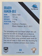 NRL 2021 Traders Base Card #034 Braden Hamlin-Uele Cronulla Sutherland Sharks