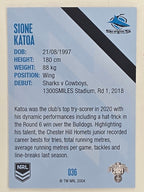 NRL 2021 Traders Base Card #036 Sione Katoa Cronulla Sutherland Sharks