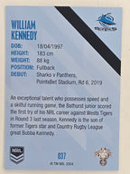 NRL 2021 Traders Base Card #037 William Kennedy Cronulla Sutherland Sharks