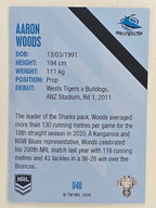 NRL 2021 Traders Base Card #040 Aaron Woods Cronulla Sutherland Sharks
