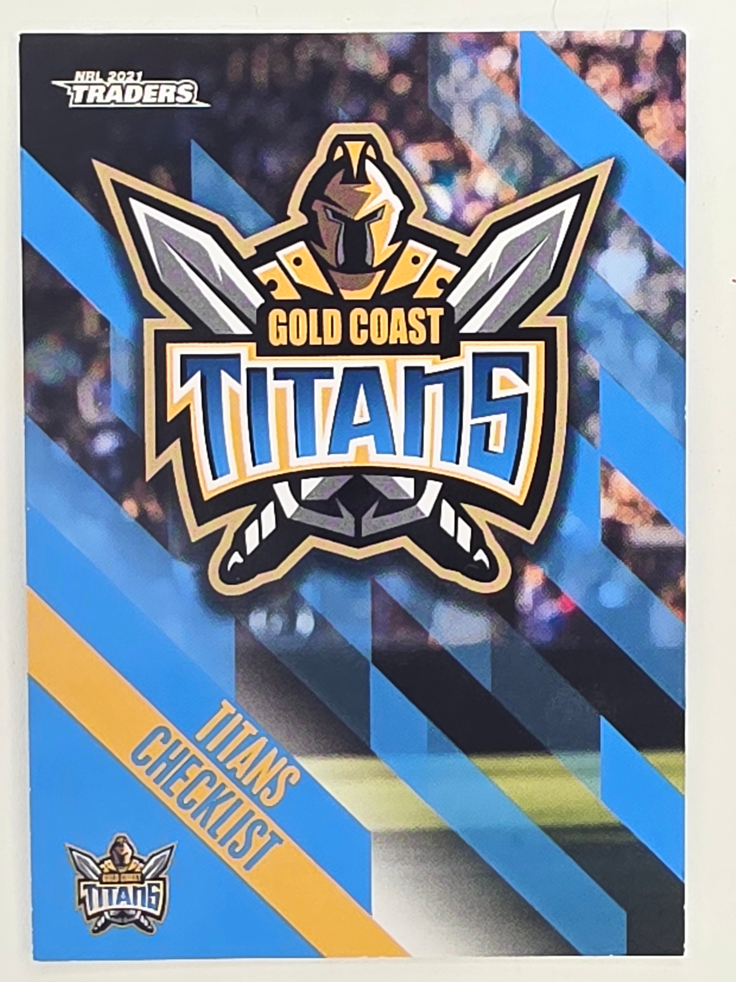 NRL 2021 Traders Base Card #041 Titans Checklist Gold Coast Titans
