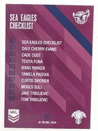NRL 2021 Traders Base Card #051 Sea Eagles Checklist Manly Warringah Sea Eagles