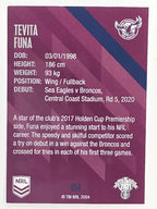 NRL 2021 Traders Base Card #054 Tevita Funa Manly Warringah Sea Eagles