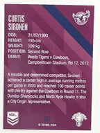 NRL 2021 Traders Base Card #057 Curtis Sironen Manly Warringah Sea Eagles