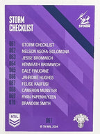 NRL 2021 Traders Base Card #061 Storm Checklist Melbourne Storm