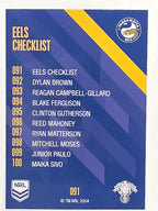 NRL 2021 Traders Base Card #091 Eels Checklist Parramatta Eels
