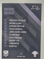 NRL 2021 Traders Base Card #101 Panthers Checklist Penrith Panthers