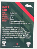 NRL 2021 Traders Base Card #112 Damien Cook South Sydney Rabbitohs