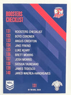 NRL 2021 Traders Base Card #131 Roosters Checklist Sydney Roosters