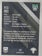 NRL 2021 Traders Base Card #145 Peta Hiku New Zealand Warriors