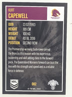 NRL 2022 Elite Base Card #002 Kurt Capewell Brisbane Broncos