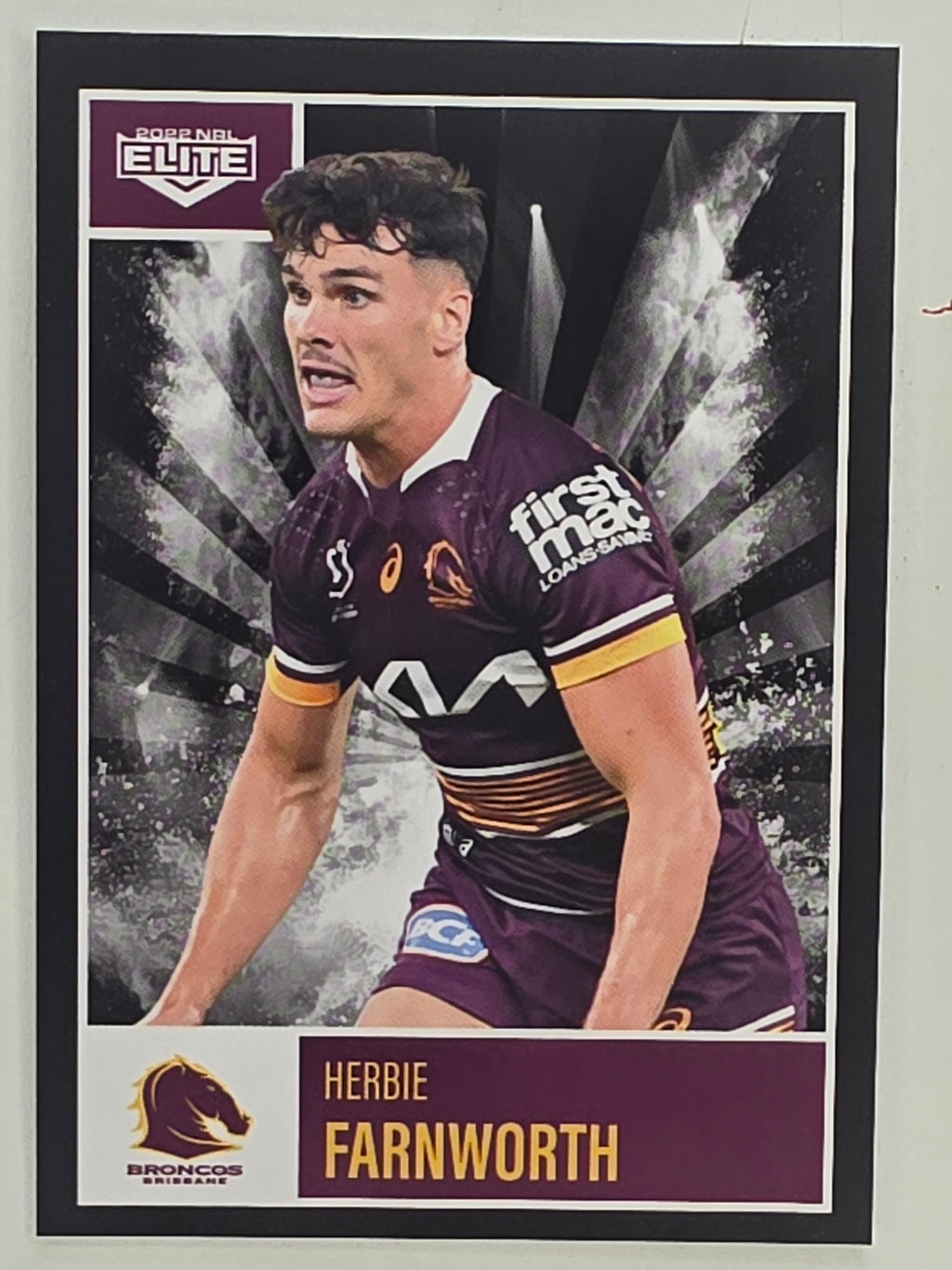 NRL 2022 Elite Base Card #004 Herbie Farnworth Brisbane Broncos